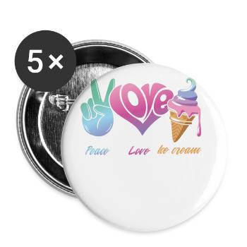Friedensliebes-eiscreme Für Gefrorenen Süßen Fan - Buttons groß 56 mm (5er Pack) - Weiß - Vorne