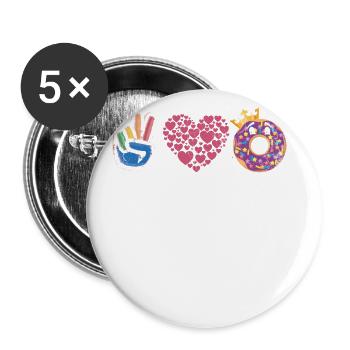 Peace Love King Cake pour les boulangers ou les amateurs de pâtisserie - Lot de 5 grands badges (56 mm) - blanc - Devant