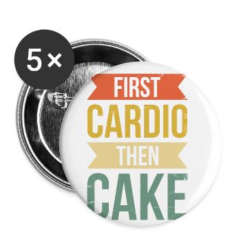 D’abord cardio, puis gâteau pour les boulangers ou - Lot de 5 grands badges (56 mm) - blanc - Devant