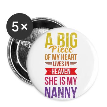 Un grand morceau de mon cœur vit au ciel, - Lot de 5 grands badges (56 mm) - blanc - Devant