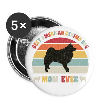 Best American Eskimo Dog mom ever dog lovers retro - Buttons large 2.2''/56 mm (5-pack) - white - Front