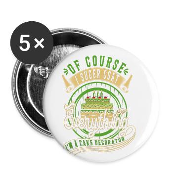 Bien sûr, je couvre tout pour les boulangers ou - Lot de 5 grands badges (56 mm) - blanc - Devant