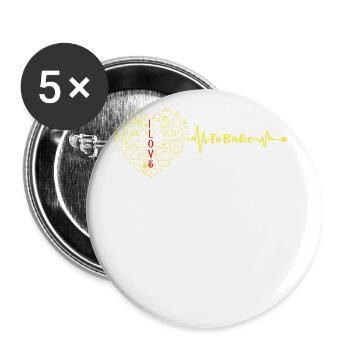 Ich Liebe Es, Herzschlag Für Bäcker Oder Backfans - Buttons groß 56 mm (5er Pack) - Weiß - Vorne