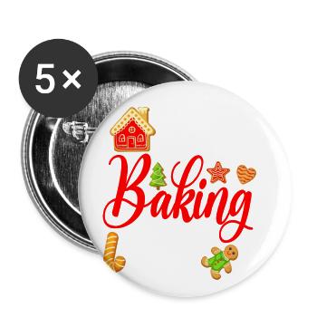 Équipe de cuisson de biscuits pour la cuisson ou la cuisson - Lot de 5 grands badges (56 mm) - blanc - Devant