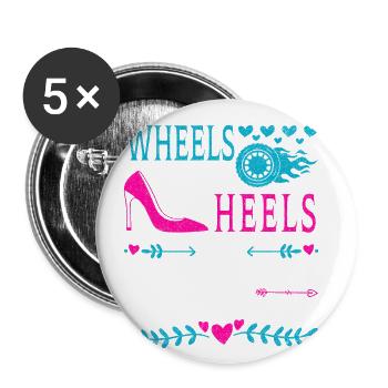Roues ou talons, pour qui vous êtes votre nounou - Lot de 5 grands badges (56 mm) - blanc - Devant