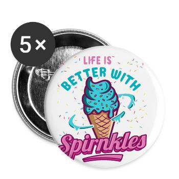 Das Leben Ist Besser Mit Spirnkles Für Gefrorenen - Buttons groß 56 mm (5er Pack) - Weiß - Vorne