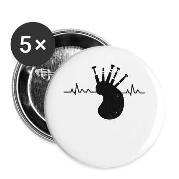 Cornemuse Pulse Bagpipe Heartbeat Écosse - Lot de 5 grands badges (56 mm) - blanc - Devant