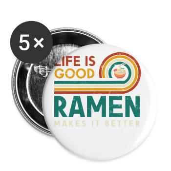 La vie est bonne Ramen rend les nouilles meilleures aussi - Lot de 5 grands badges (56 mm) - blanc - Devant
