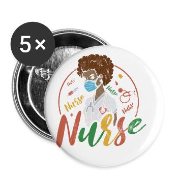 Infirmière pour la fierté noire - Lot de 5 grands badges (56 mm) - blanc - Devant