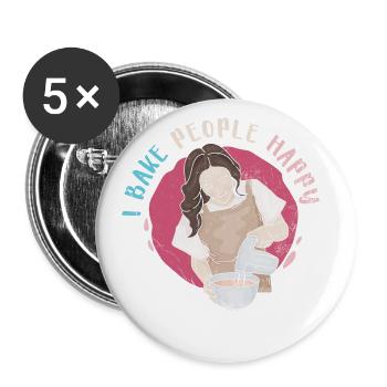 I Bake People Happy For Bakers Or Backers - Buttons large 2.2''/56 mm (5-pack) - white - Front