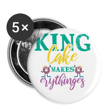 King Cake rend tout meilleur pour Baker Or - Lot de 5 grands badges (56 mm) - blanc - Devant