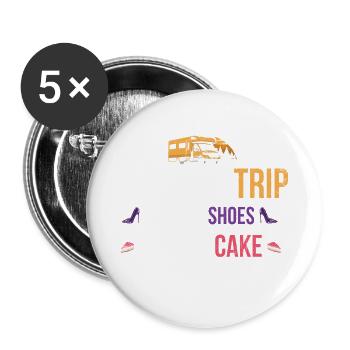 La vie est courte Faites le voyage Achetez - Lot de 5 grands badges (56 mm) - blanc - Devant