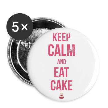 Bleiben Sie Ruhig Und Essen Sie Kuchen Für Bäcker - Buttons groß 56 mm (5er Pack) - Weiß - Vorne