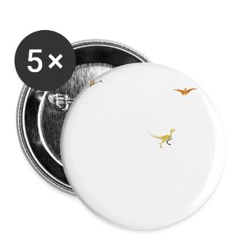 Birthday Child Dinosaur T-rex Dino Lover Bday - Buttons large 2.2''/56 mm (5-pack) - white - Front