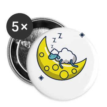 Schafshirt zum Schlafen, Schaf - Buttons groß 56 mm (5er Pack) - Weiß - Vorne