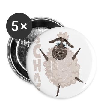 Schafe braucht der Schäfer, lustiges Schaf - Buttons groß 56 mm (5er Pack) - Weiß - Vorne