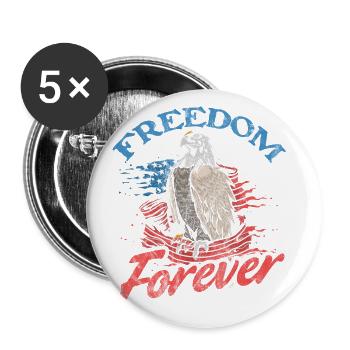 Freedom Forever Eagle Design Für Die - Buttons groß 56 mm (5er Pack) - Weiß - Vorne