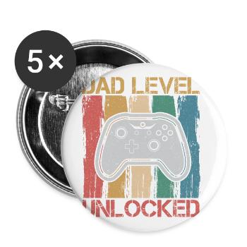 Dad Level Unlocked Design Für Einen Gamer Dad - Buttons groß 56 mm (5er Pack) - Weiß - Vorne