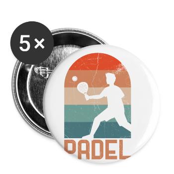 Padelschlägerball Retro-design Für Padel-tennis - Buttons groß 56 mm (5er Pack) - Weiß - Vorne