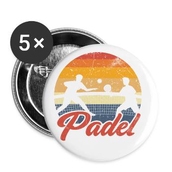 Padelschlägerball Retro-design Für Padel-tennis - Buttons groß 56 mm (5er Pack) - Weiß - Vorne
