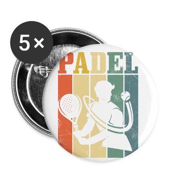 Padelschlägerball Retro-design Für Padel-tennis - Buttons groß 56 mm (5er Pack) - Weiß - Vorne