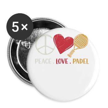 Peace Love Padel Racket Design For Padel Tennis - Buttons large 2.2''/56 mm (5-pack) - white - Front