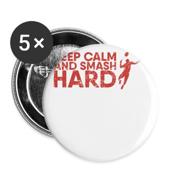 Restez calme et écrasez fort pour - Lot de 5 grands badges (56 mm) - blanc - Devant