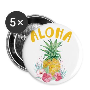 Aloha pineapple flower design For beach lovers - Buttons large 2.2''/56 mm (5-pack) - white - Front