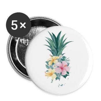 Aloha-ananas-blumen-entwurf Für Strandliebhaber - Buttons groß 56 mm (5er Pack) - Weiß - Vorne