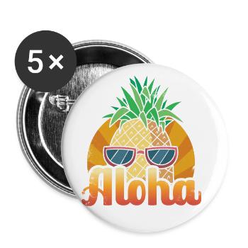 Aloha pineapple sunset design For - Buttons large 2.2''/56 mm (5-pack) - white - Front