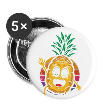 Pineapple retro design For beach lovers Pineapple - Buttons large 2.2''/56 mm (5-pack) - white - Front