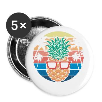 PineApple And Pine Retro Design For Beach - Buttons large 2.2''/56 mm (5-pack) - white - Front
