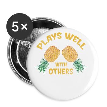 Plays well with other designs for beach lovers - Buttons large 2.2''/56 mm (5-pack) - white - Front