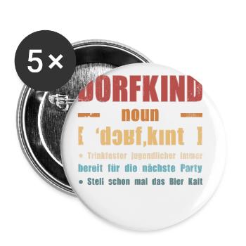 Dorfkind und stolz drauf. Dorfkind - Buttons groß 56 mm (5er Pack) - Weiß - Vorne