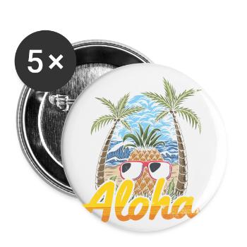 Aloha Pineapple And Pine Tree Design For The Beach - Buttons large 2.2''/56 mm (5-pack) - white - Front