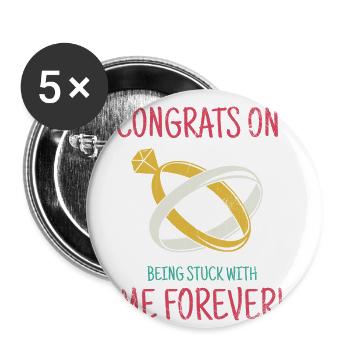 Congratulations that you will be with me forever - Buttons large 2.2''/56 mm (5-pack) - white - Front