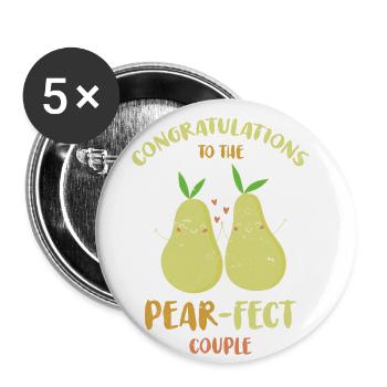 Herzlichen Glückwunsch An Die Pear-fect Für Braut - Buttons groß 56 mm (5er Pack) - Weiß - Vorne