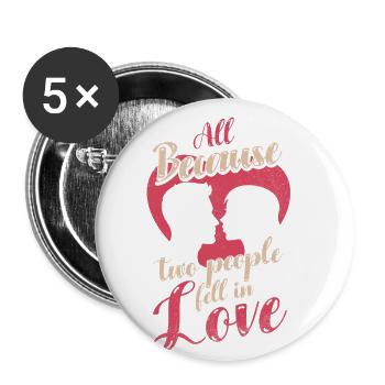 Alles Nur, Weil Sich Zwei Menschen In Die Braut - Buttons groß 56 mm (5er Pack) - Weiß - Vorne