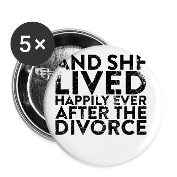 And she lived happily until the end of her - Buttons large 2.2''/56 mm (5-pack) - white - Front