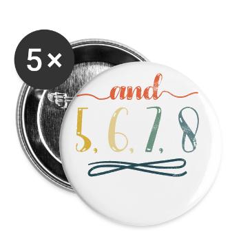 Und 5, 6, 7, 8 Design Für Cheerleader Cheer Girls - Buttons groß 56 mm (5er Pack) - Weiß - Vorne