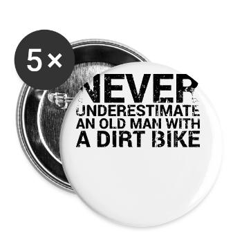 Never underestimate an old man with a - Buttons large 2.2''/56 mm (5-pack) - white - Front
