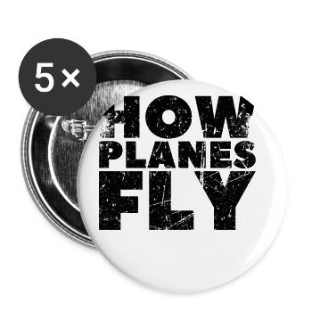 Comment les avions volent Design pour les pilotes - Lot de 5 grands badges (56 mm) - blanc - Devant