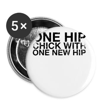 A hip chick with a new hip woman - Buttons large 2.2''/56 mm (5-pack) - white - Front