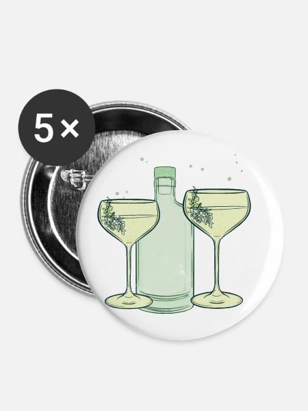 Be Gin - Buttons groß 56 mm (5er Pack) - Weiß