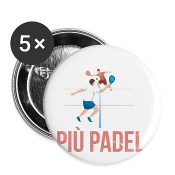 Meno Lavoro Più Padel - Buttons groß 56 mm (5er Pack) - Weiß - Vorne