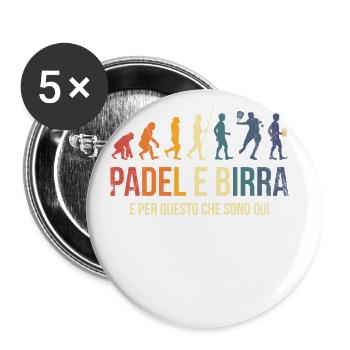 Padel Und Bier, Paddel - Buttons groß 56 mm (5er Pack) - Weiß - Vorne