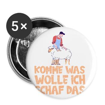 Schäffchen Wortspiel, Schafe - Buttons groß 56 mm (5er Pack) - Weiß - Vorne