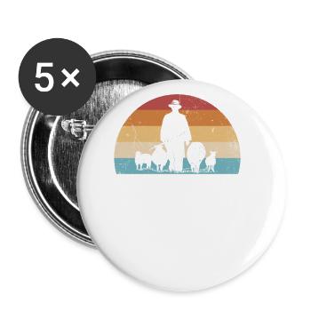 Führungskraft. Design mit Schafen und Schäfer - Buttons groß 56 mm (5er Pack) - Weiß - Vorne