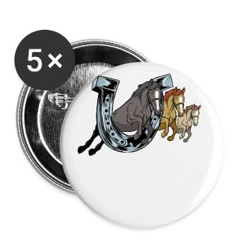 Hufeisen Pferd design für Reiterinnen, - Buttons groß 56 mm (5er Pack) - Weiß - Vorne