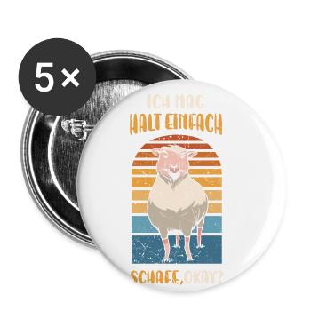 Ich mag einfach Schafe, Okay? Schaf - Buttons groß 56 mm (5er Pack) - Weiß - Vorne